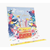 Pictura Tarjeta 3D Pop-Up - 16x16cm - Tematica Tarta de Cumpleaños - Embolsada Individualmente - Incluye Sobre Blanco - Papel con Certificacion FSC