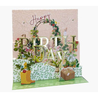 Pictura Tarjeta 3D Pop-Up - 16x16cm - Tematica Invernadero - Embolsada Individualmente - Incluye Sobre Blanco - Papel con Certificacion FSC