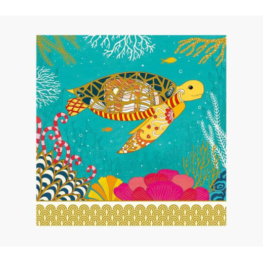 Pictura Tarjeta Arabesque - 16x16cm - Tematica Tortuga - Tarjeta Triptica sin Envoltorio - Incluido Sobre Blanco - Papel con Certificacion FSC