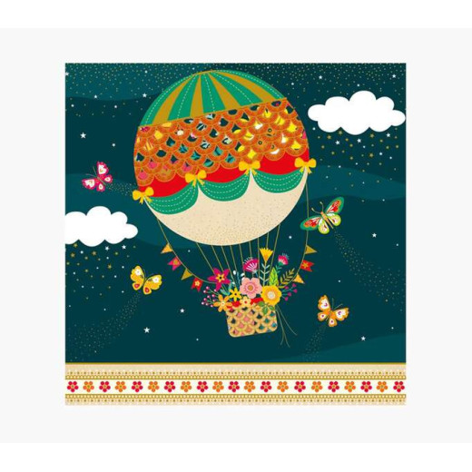 Pictura Tarjeta Arabesque - 16x16cm - Tematica Globo Aerostatico - Tarjeta Triptica sin Envoltorio - Incluido Sobre Blanco - Papel con Certificacion FSC