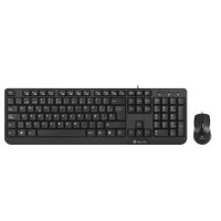 NGS Kit Teclado Multimedia y Raton con Cable - QWERTY Italiano - 12 Teclas Multimedia - Color Negro