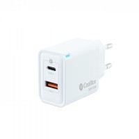 Coolbox Cargador de Pared 30W QC3.0 + PD - USB-A + USB-C - Carga Rapida - Tecnología GaN - Color Blanco