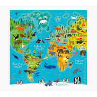 Pictura Tarjeta Puzzle - 15.5x15.5cm - Tematica Mapa del Mundo - 25 Piezas - Incluye Tarjeta Plegada y Sobre Blanco - Certificacion FSC