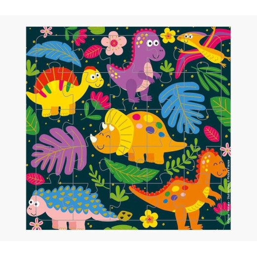 Pictura Tarjeta Puzzle Dinosaurios - 15.5x15.5cm - 25 Piezas - Tematica de Dinosaurios - Incluye Tarjeta Plegada y Sobre Blanco - Certificacion FSC - Embolsada en Celofan
