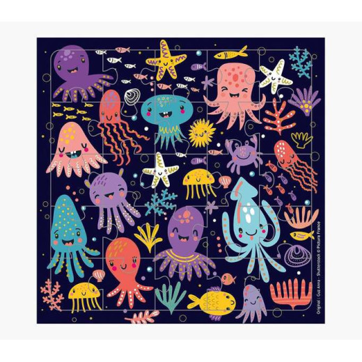 Pictura Tarjeta Puzzle - 15.5x15.5cm - Tematica Animales Marinos - 25 Piezas - Incluye Tarjeta Plegada y Sobre Blanco - Certificacion FSC