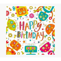 Pictura Tarjeta Puzzle - 15.5x15.5cm - Tematica de Robots - 25 Piezas - Incluye Tarjeta Plegada y Sobre Blanco - Certificacion FSC - Embolsada Individualmente