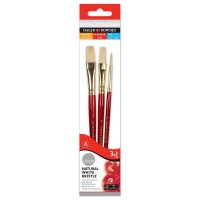 Daler Rowney Simply Pack de 3 Pinceles de Pelo Natural T-2 - Cerda Blanca - Diseño Ergonomico - Color Marron