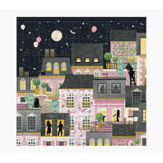 Pictura Tarjeta Puzzle - 15.5x15.5cm - Tematica Ciudad de Noche - 49 Piezas - Incluye Tarjeta Plegada y Sobre Blanco - Certificacion FSC