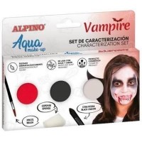 Alpino Aqua Make Up Set de Caracterizacion de Vampiros - 3 Polveras + Cera Negra + Pincel + Esponja