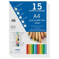 Dohe Pack de 15 Cartulinas A4 - 21x29.7cm - Gramaje de 180g - Color Blanco