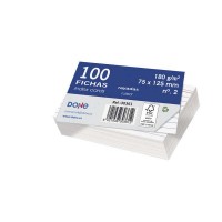 Dohe Fichas de Cartulina Offset Blanca de 180g - 100x150mm - Rayadas - Paquete de 100 Fichas