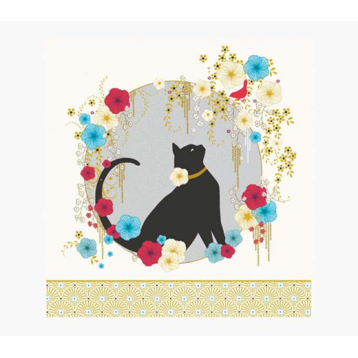 Pictura Tarjeta Arabesque - 16x16cm - Tematica Gato Negro - Tarjeta Triptica sin Envoltorio - Incluido Sobre Blanco - Papel con Certificacion FSC