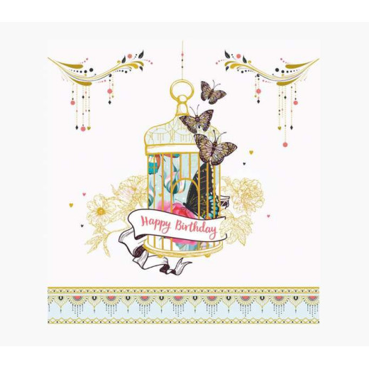 Pictura Tarjeta Arabesque - 16x16cm - Tematica Jaula de Pajaros - Tarjeta Triptica sin Envoltorio - Incluye Sobre Blanco - Papel con Certificacion FSC