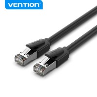 Vention Cable Ethernet Cat8 - Velocidad 40Gbps - Ancho de Banda 2000MHz - Baja Latencia - Conectores Niquelados - Color Negro