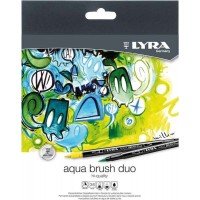 Lyra Aqua Brush Duo Pack de 36 Rotuladores de Doble Punta - Trazos 2 y 4mm - Tinta Base de Agua - Colores Surtidos