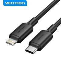 Vention Cable USB-C a Lightning - Conector niquelado - Potencia 27W - Corriente 3A - Color Negro