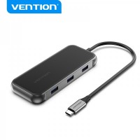 Vention Docking Station 7 en 1 USB-C a HDMI 4K/VGA/USB3.0x3/RJ45/PD - 0.15m - Color Gris Espejo