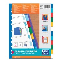 Oxford A4+ Separadores Simples 10 Posiciones - Plastico Resistente - 12 Taladros para Mayor Durabilidad - Grosor de 120 µ