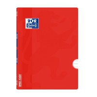 Oxford School Classic Openflex A4 - Tapa de Plastico Resistente - Libreta Grapada - Pauta 3.5 con Margen - 48 Hojas - Color Rojo