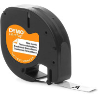 Dymo LetraTag S0718850 Cinta de Etiquetas Textiles de adhesion por plancha Original para Rotuladora - Texto negro sobre fondo blanco - Ancho 12mm x 2 metros (18769)