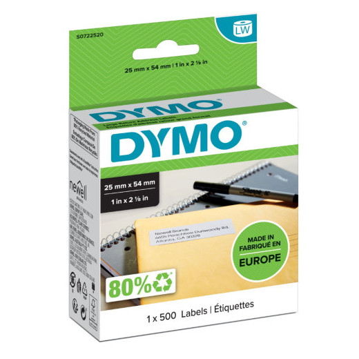 Dymo LabelWriter 11352 Etiquetas Originales Multiusos Autoadhesivas - 25x54mm - 500 Unidades - S0722520