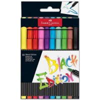 Faber-Castell Black Edition Pack de 10 Rotuladores Punta Pincel - Tinta a Base de Colorantes Alimentarios - Colores Surtidos