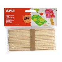 Apli Pack de 40 Palos Polo Jumbo de Madera Natural 150 x 18 mm - Color Madera