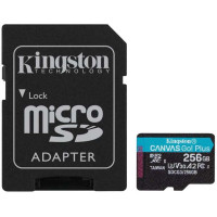 Kingston Tarjeta Micro SDXC 256GB UHS-I U3 V30 Clase 10 170MB/s Canvas Go Plus con Adaptador