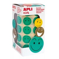 Apli Gomets Cara Feliz Verdes Ø 20mm - Adhesivo Removible - 900 Gomets por Rollo - Ideal para Motivar y Premiar a los Niños