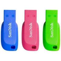 Sandisk Pack de 3 Cruzer Blade Memoria USB 2.0 32GB - Ultra Compacta - Color Azul