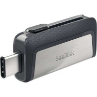 Sandisk Ultra Dual Memoria USB-C y USB-A 64GB - Hasta 150MB/s de Lectura - Diseño Metalico - Color Acero/Negro (Pendrive)