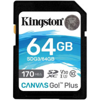 Kingston Tarjeta SDXC 64GB UHS-I U3 V30 Clase 10 170MB/s Canvas Go Plus