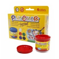 PlayColor Basic Liquid Pack de 6 Temperas 40ml - No Ondula el Papel - Gran Viscosidad - Alta Opacidad - Colores Surtidos