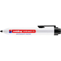 Edding Retract 11 Rotulador Permanente Retractil - Punta Redonda - Trazo entre 1.5 y 3mm - Recargable - Secado Rapido - Color Negro