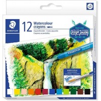 Staedtler Crayones Acuarelables 223 Pack de 12 Lapices de Cera - Facil de Mezclar - Extremadamente Opacos - Colores Surtidos