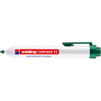 Edding Retract 11 Rotulador Permanente Retractil - Punta Redonda - Trazo entre 1.5 y 3mm - Recargable - Secado Rapido - Color Verde