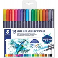 Staedtler 3001 Pack de 18 Rotuladores Acuarelables de Doble Punta - Colores Surtidos