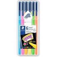 Staedtler Triplus Color 323 Pack de 6 Rotuladores de Punta Fina - Trazo 1mm Aprox - Tinta Base de Agua - Colores Surtidos