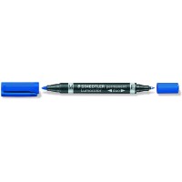 Staedtler Lumocolor 348 Rotulador Permanente de Doble Punta - Secado Rapido - Color Azul