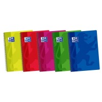 Oxford School Classic Cuaderno Espiral Fº - Tapa de Plastico - 4x4 con Margen - 80 Hojas - Colores Vivos