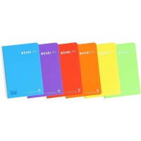 Enri Plus Cuaderno Espiral Formato Folio 1 Linea - 80 Hojas 90gr con Margen - Cubierta de Plastico - Colores Surtidos