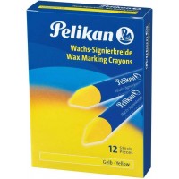 Pelikan Pack de 12 Ceras para Marcar - Punta Resistente - Ideal para Resaltar Textos - Color Amarillo