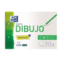 Oxford Dibujo Escolar Bloc Espiral Dibujo A4+ - Tapa Blanda/Contratapa Rigida - 20 Hojas 130gr - con Recuadro y 2 Taladros