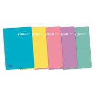 Enri Plus 4º Cuaderno Espiral 4x4 - Tapa de Plastico - 80 Hojas 90gr - Colores Surtidos