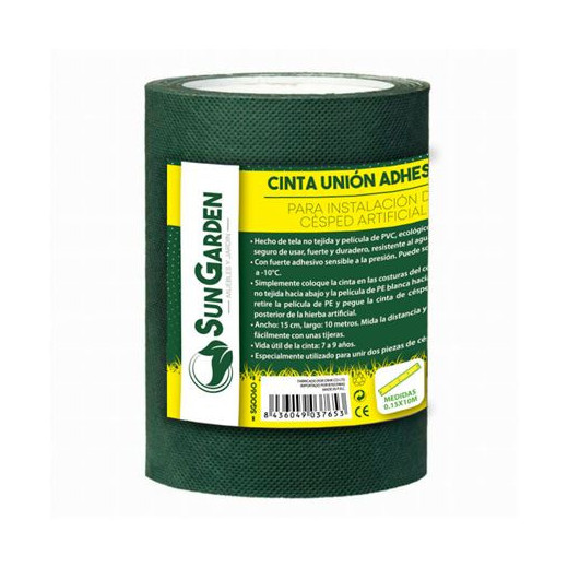 Sungarden Cinta Union Adhesiva para Instalacion Cesped Artificial 0.15x10m - Color Verde