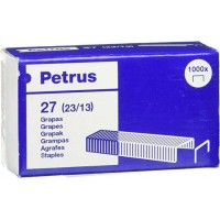 Petrus Caja de 1000 Grapas 23/13 Cobreadas - Hasta 100 Hojas - Patilla de 13mm