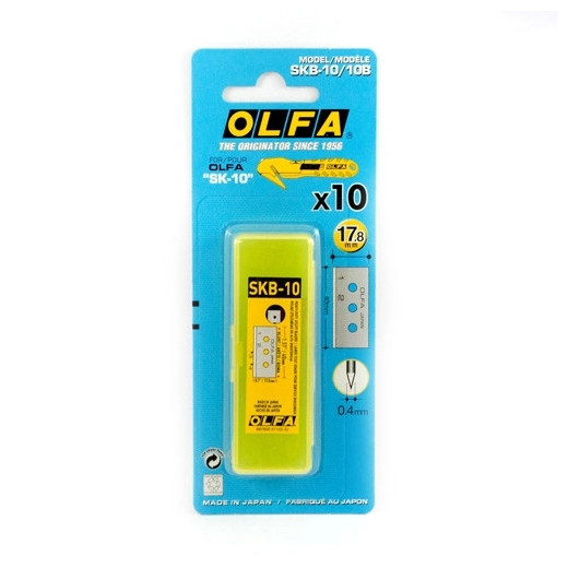 Olfa Pack de 10 Cuchillas de Respuesto para Cutters Olfa SK-10 - Acero Inoxidable