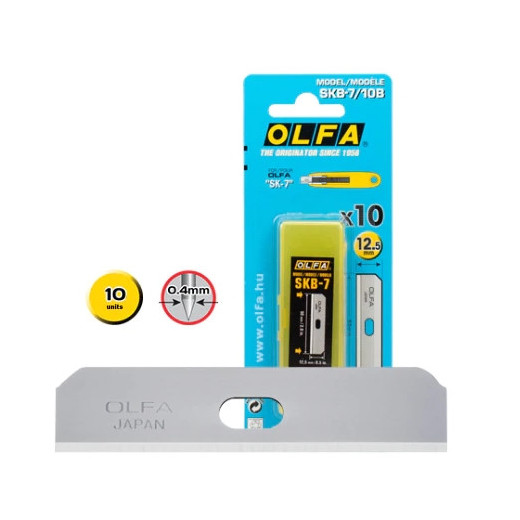 Olfa Pack de 10 Cuchillas de Respuesto para Cutters Olfa SK-7 - Acero Inoxidable