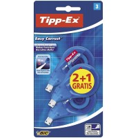 Tipp-Ex Easy Correct 2+1 Pack de 3 Cintas Correctoras 4.2mm x 12m - Resistente - Escritura Instantanea (Blister)