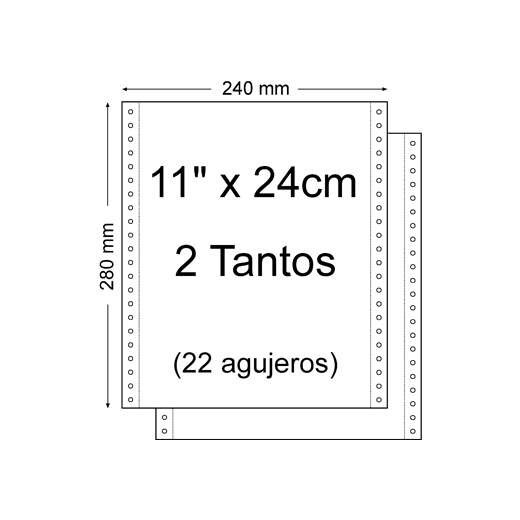 Papel Continuo 11" x 240mm - Juego de 2 Tantos - Envase de 1.500 Unidades - Color Blanco
